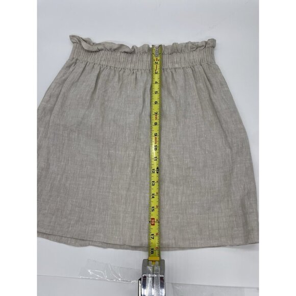J.CREW Linen Skirt Womens Sz 4 Beige Paperbag A Line Lined Summer Travel Beach - Picture 5 of 5